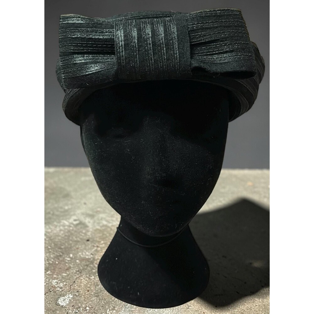Vintage Black Dress Hat by Yona NY. Wide Brim Formal Hat